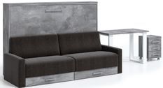 Lit escamotable horizontal avec tiroirs et canapé Berka 140x190 Haute de gamme