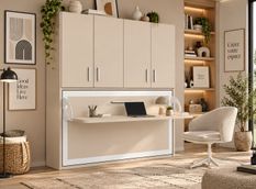 Lit escamotable horizontal bureau et armoire 4 portes SPAKO - Robustesse renforcée