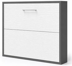 Lit escamotable horizontal KLIKA - Sommier à lattes - Poignée acier brossé 54 cm