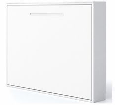 Lit escamotable horizontal MOLANE – Sommier à lattes - Poignée incurvée acier blanc 59 cm