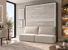 Lit escamotable superposé avec canapé IVANO – 2 couchages indépendants – Haut de gamme