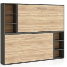 Lit escamotable superposé horizontal avec étagères BINKA