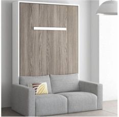 Lit escamotable vertical 120x200 cm avec canapé tissu Kimber