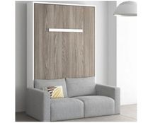 Lit escamotable vertical 150x190 cm avec canapé tissu Kimber
