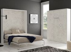 Lit escamotable vertical 140x190 cm beige mosaïque Banila