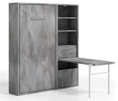 Lit escamotable vertical 140x200 cm avec armoire et bureau Kampo