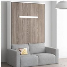 Lit escamotable vertical 140x200 cm avec canapé tissu Kimber