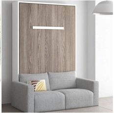 Lit escamotable vertical 160x200 cm avec canapé tissu Kimber