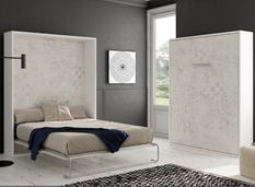 Lit escamotable vertical 160x200 cm beige mosaïque Banila