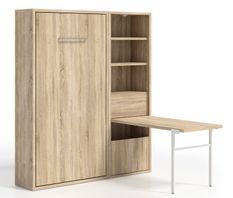 Lit escamotable vertical 90x190 avec armoire et bureau Kampo