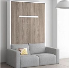 Lit escamotable vertical 90x190 cm avec canapé tissu Kimber