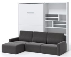 Lit escamotable vertical avec bibliothèque et canapé d'angle Markal 90x190