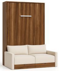 Lit escamotable vertical à tiroirs et canapé tissu VALENCIA