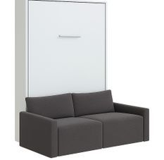 Lit escamotable vertical avec canapé tissu VALENCIA