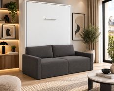 Lit escamotable vertical avec canapé tissu VALENCIA