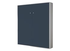 Lit escamotable vertical frêne blanc et porte bleue kanto 160x190 cm