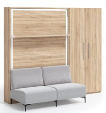 Lit escamotable verticale avec canapé et armoire Marko 120x190