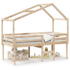 Lit haut avec toit 90x190 cm bois de pin massif