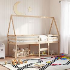 Lit haut avec toit 90x190 cm bois de pin massif