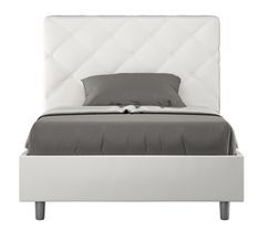 Lit matelassé 90x190 cm simili cuir blanc Paryse