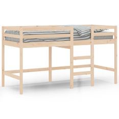 Lit mezzanine enfants échelle 90x190 cm bois pin massif
