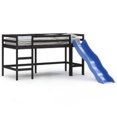 Lit mezzanine enfants toboggan 80x200 cm bois pin massif