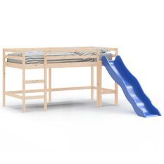 Lit mezzanine enfants toboggan 80x200 cm bois pin massif