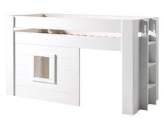 Lit mezzanine mi hauteur LIZA 90x200 cm – Sommier inclus – Blanc