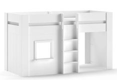 Lit mezzanine mi hauteur RINA 90x200 cm – Sommier inclus – Blanc