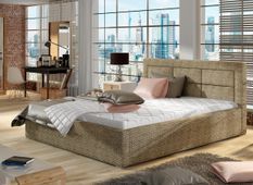 Lit moderne tissu capitonné RIZARO - Avec ou sans rangement