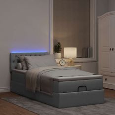 Lit ottoman avec matelas gris clair 90x200 cm tissu