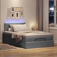 Lit ottoman avec matelas gris foncé 120x200 cm tissu