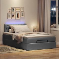 Lit ottoman avec matelas gris foncé 120x200 cm tissu