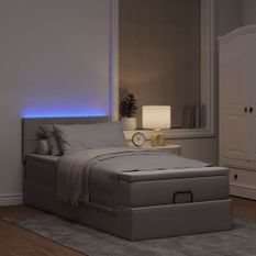Lit ottoman avec matelas taupe 100x200 cm tissu