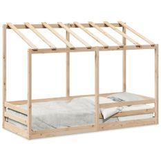 Lit pour enfants avec toit 75x190 cm bois massif de pin