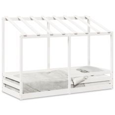 Lit pour enfants avec toit blanc 75x190 cm bois massif de pin