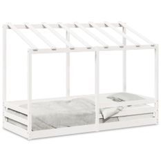 Lit pour enfants avec toit blanc 90x190 cm bois massif de pin