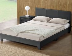 Lit simili gris avec sommier Angela 160