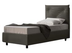 Lit simple sur mesure avec sommier simili cuir gris Apango 120x190 cm