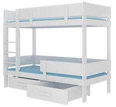 Lit superposé 2 niveaux avec 2 tiroirs de rangement blanc 90x200 cm Palko