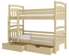 Lit superposé 2 places MADRA– 2 tiroirs de rangement et 2 sommiers