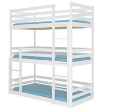 Lit superposé 3 places BARCELONA 90x200 cm - Pin massif avec 3 sommiers inclus
