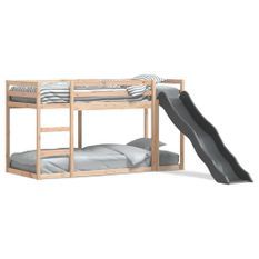 Lit superposé avec toboggan et échelle 75x190cm bois pin massif