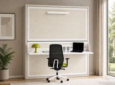 Lit superposé escamotable avec bureau MELINA – 2 couchages et bureau intégré