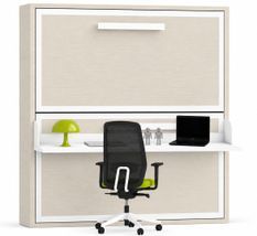 Lit superposé escamotable avec bureau MELINA – 2 couchages et bureau intégré