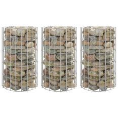 Jardinière à gabion circulaire 3 pcs Acier galvanisé Ø30x50cm