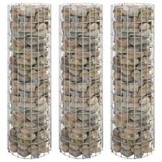 Lit surélevé à gabion circulaire 3pcs Acier galvanisé Ø30x100cm