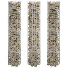 Lit surélevé à gabion circulaire 3pcs Acier galvanisé Ø30x150cm