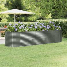 Lit surélevé de jardin Acier enduit de poudre 322x100x68cm gris