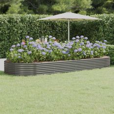 Jardinière Acier enduit de poudre 373x140x36cm gris
